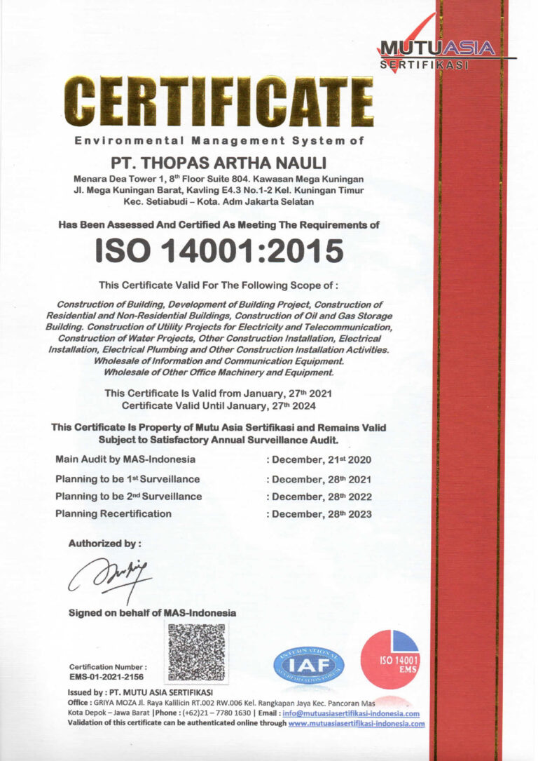 Certificate ISO 14001